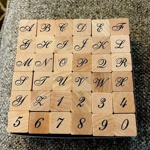 Wooden and Rubber Stamps alphabet and‎ numbers